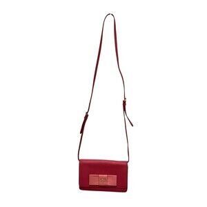 Prada Saffiano Lux Bow Wallet On Strap crossbody bag red leather